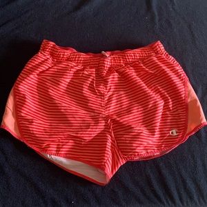 Champion red and orange striped running shorts